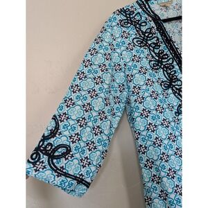 Appraisal Women Tunic Top 1X Blue Black‎ Medallion Embroidered Boho